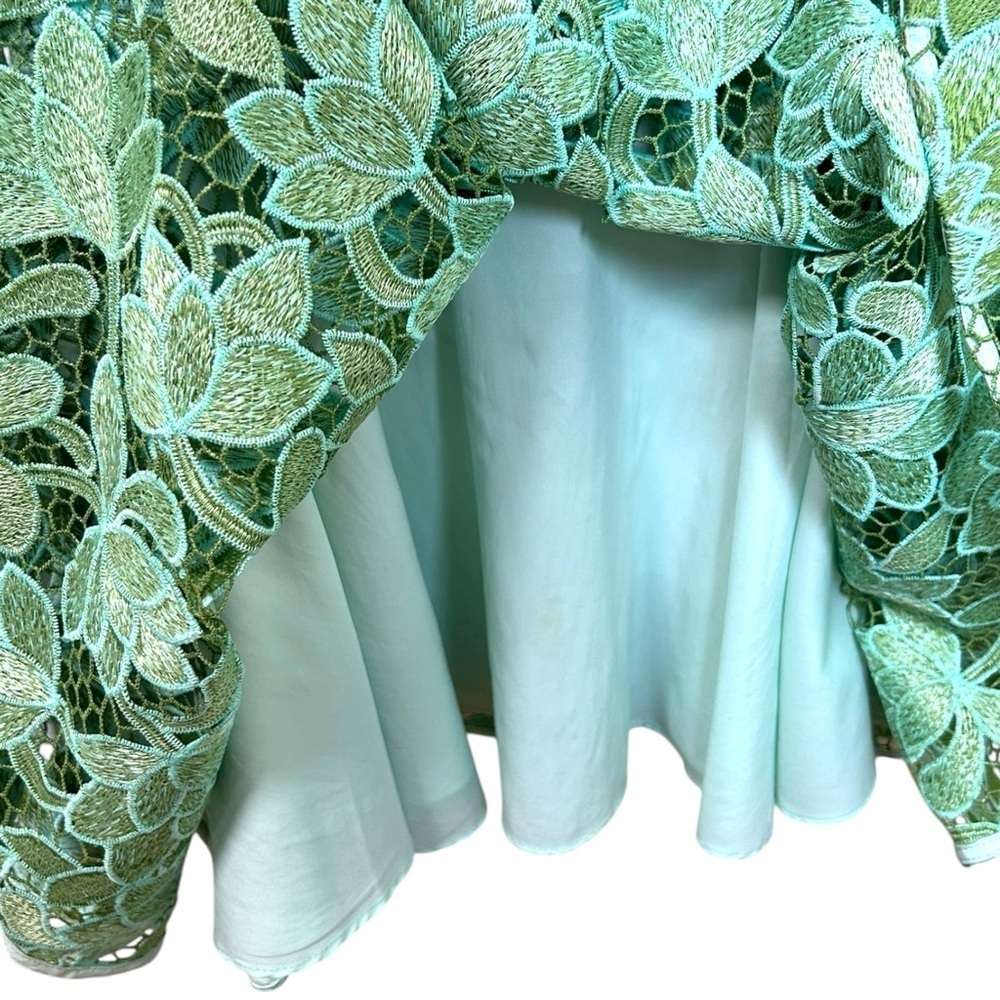 Shoshanna - Women’s ‘Layne’ Lace Puff-Sleeve Minidress - Light Green, Size 0 - Picture 14 of 15